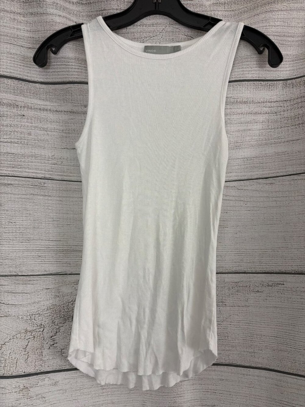 Vince High Neck Tank Sea Ribbed Tank Top Size S